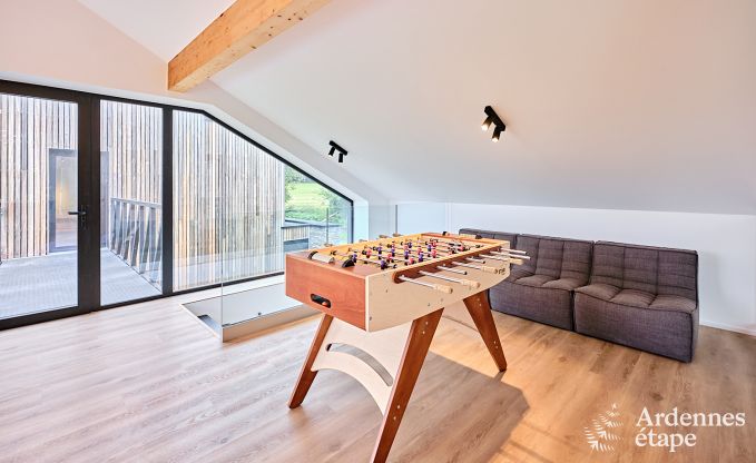 Spacious luxury villa in Bertrix for 16 people with heated outdoor pool and private terrace by the water