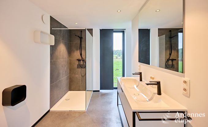 Spacious luxury villa in Bertrix for 16 people with heated outdoor pool and private terrace by the water