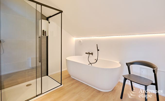 Spacious luxury villa in Bertrix for 16 people with heated outdoor pool and private terrace by the water