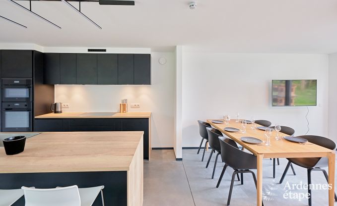 Spacious luxury villa in Bertrix for 16 people with heated outdoor pool and private terrace by the water