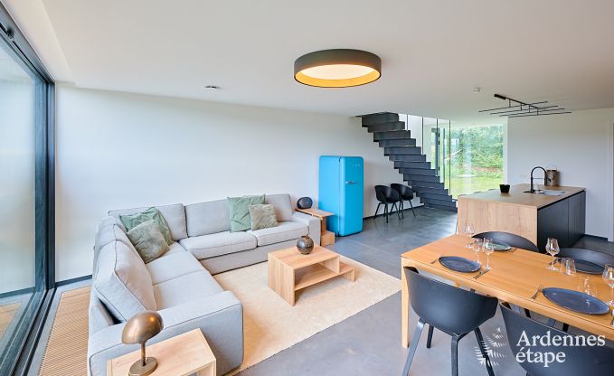 Spacious luxury villa in Bertrix for 16 people with heated outdoor pool and private terrace by the water