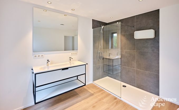 Spacious luxury villa in Bertrix for 16 people with heated outdoor pool and private terrace by the water