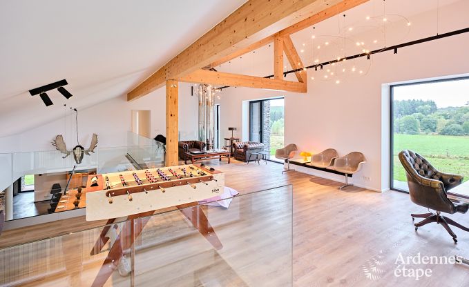 Spacious luxury villa in Bertrix for 16 people with heated outdoor pool and private terrace by the water