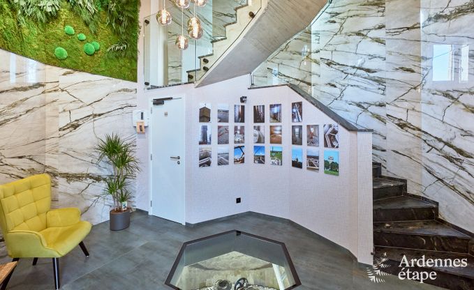 Luxury holiday home in Butgenbach: water tower with sauna, hot tub and panoramic view for 6 people