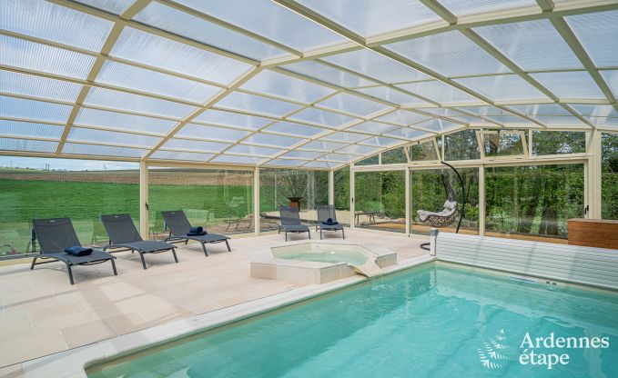 Luxury holiday home in Ciney: house for 8 people with indoor pool, sauna, and private garden