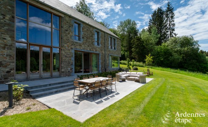 Chalet in Couvin for 8 people: comfortable holiday home with sauna and panoramic view