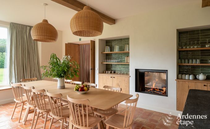 Chalet in Couvin for 8 people: comfortable holiday home with sauna and panoramic view