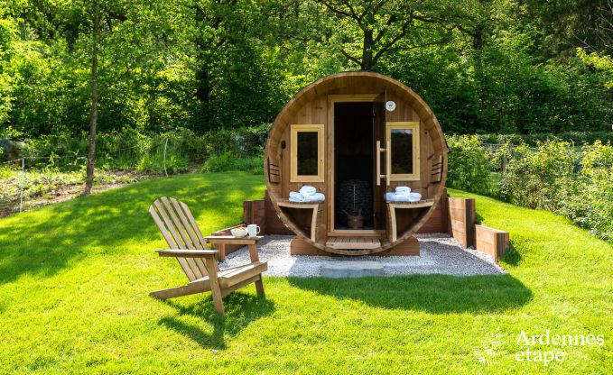 Chalet in Couvin for 8 people: comfortable holiday home with sauna and panoramic view