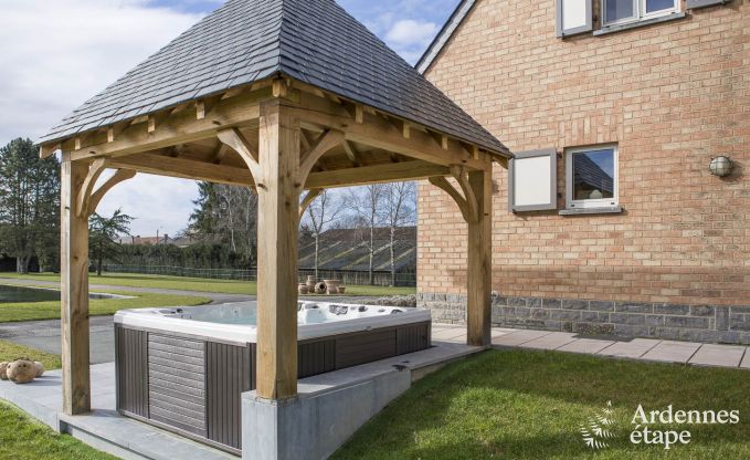 Luxury villa for 8 people in Doische: infrared cabin, jacuzzi, cassette fireplace, pond, and private garden