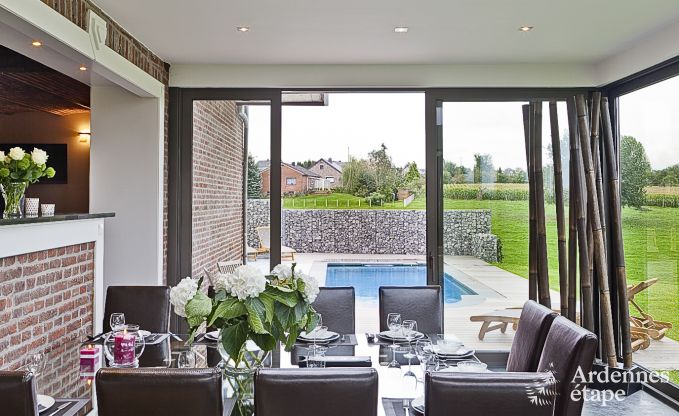 Luxury holiday home in Froidthier for 10 guests with swimming pool, wellness and 5 bedrooms near Aubel