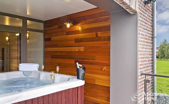 Luxury holiday home in Froidthier for 10 guests with swimming pool, wellness and 5 bedrooms near Aubel