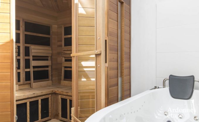 Holiday home for families in Gouvy with swimming pool, sauna and view in the Ardennes