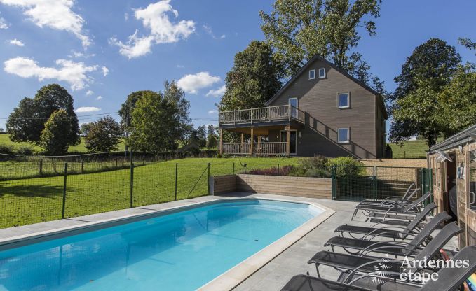 Holiday home for families in Gouvy with swimming pool, sauna and view in the Ardennes
