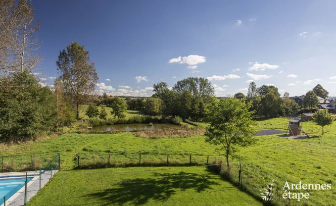 Holiday home for families in Gouvy with swimming pool, sauna and view in the Ardennes