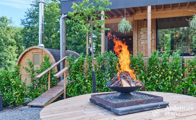 Chalet in Hotton for 6 persons with swim spa, hot tub and outdoor sauna near Durbuy