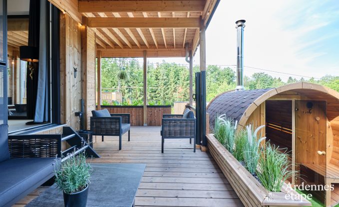 Chalet in Hotton for 6 persons with swim spa, hot tub and outdoor sauna near Durbuy