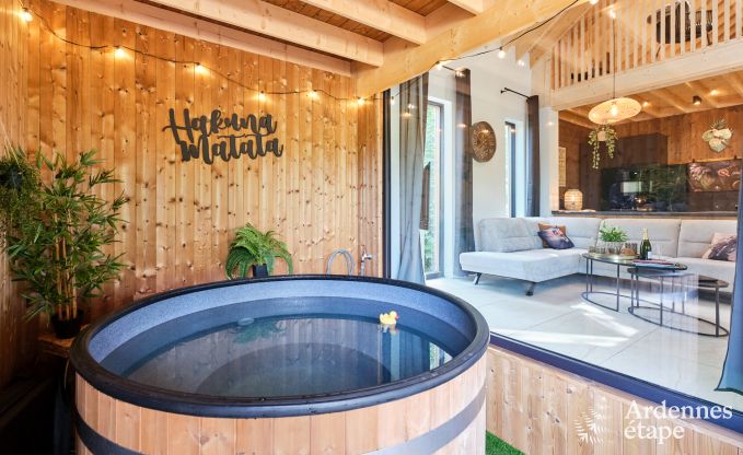 Chalet in Hotton for 6 persons with swim spa, hot tub and outdoor sauna near Durbuy