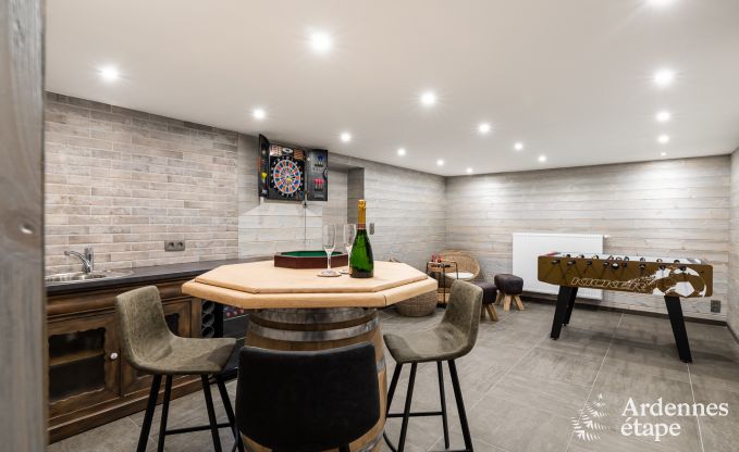 Holiday cottage with sauna, jacuzzi, games and beautiful views over the hills of Malmedy for 6/8 persons in the Ardennes