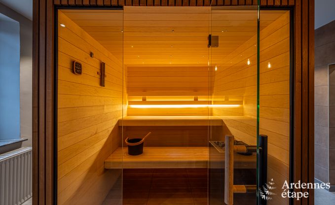 Holiday villa in Ohey: luxury accommodation for 10 people with sauna, jacuzzi and private garden