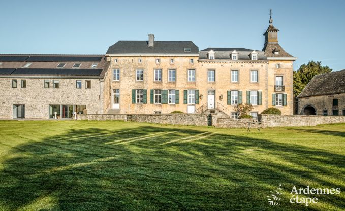 Luxury castle for 30 people in Ouffet with 14 bedrooms, 12 bathrooms, indoor pool, sauna and private garden