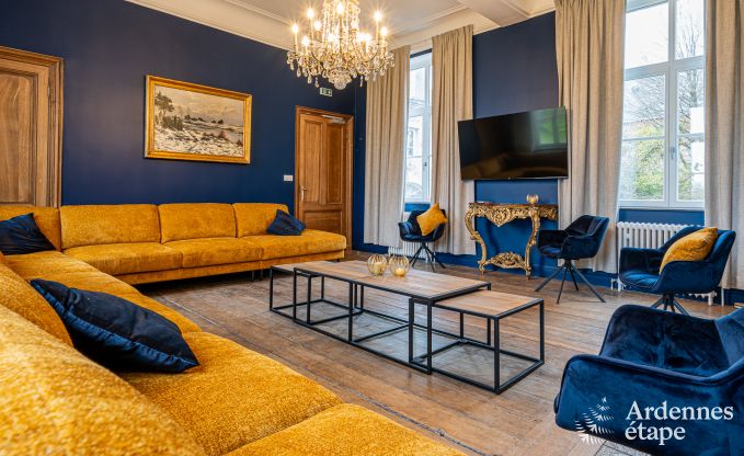 Luxury castle for 30 people in Ouffet with 14 bedrooms, 12 bathrooms, indoor pool, sauna and private garden