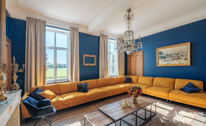 Luxury castle for 30 people in Ouffet with 14 bedrooms, 12 bathrooms, indoor pool, sauna and private garden