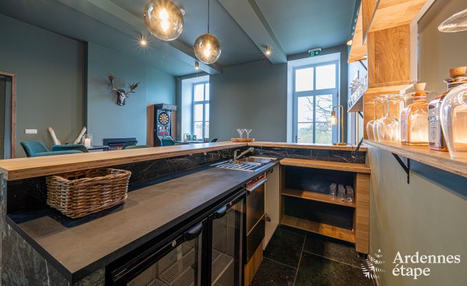 Luxury castle for 30 people in Ouffet with 14 bedrooms, 12 bathrooms, indoor pool, sauna and private garden