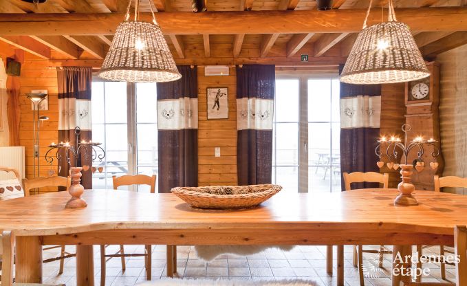 Spacious chalet in Ovifat, Ardennes, 16 people, 8 bedrooms, 3 bathrooms, sauna, billiards, garden with private terrace
