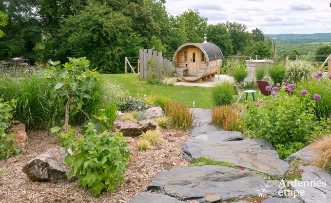 Comfortable holiday home for 10 people in Villers-en-Fagne with covered outdoor pool, jacuzzi and wood stove